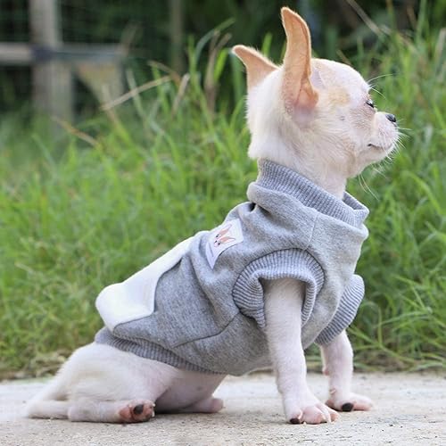 Miniatura 7 de LOPHIPETS Sudaderas cálidas de algodón para perros pequeños, chihuahua, ropa para cachorros, abrigo para clima frío, color gris, XS