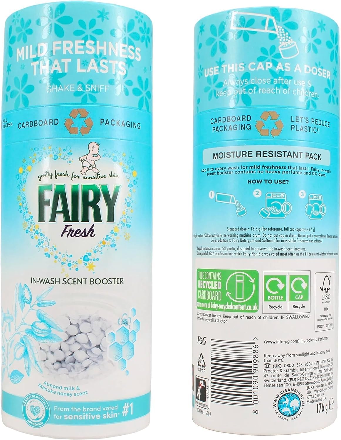 Fairy Non Bio In-wash Scent Booster Beads 176g x 6 Pack with Key Ring