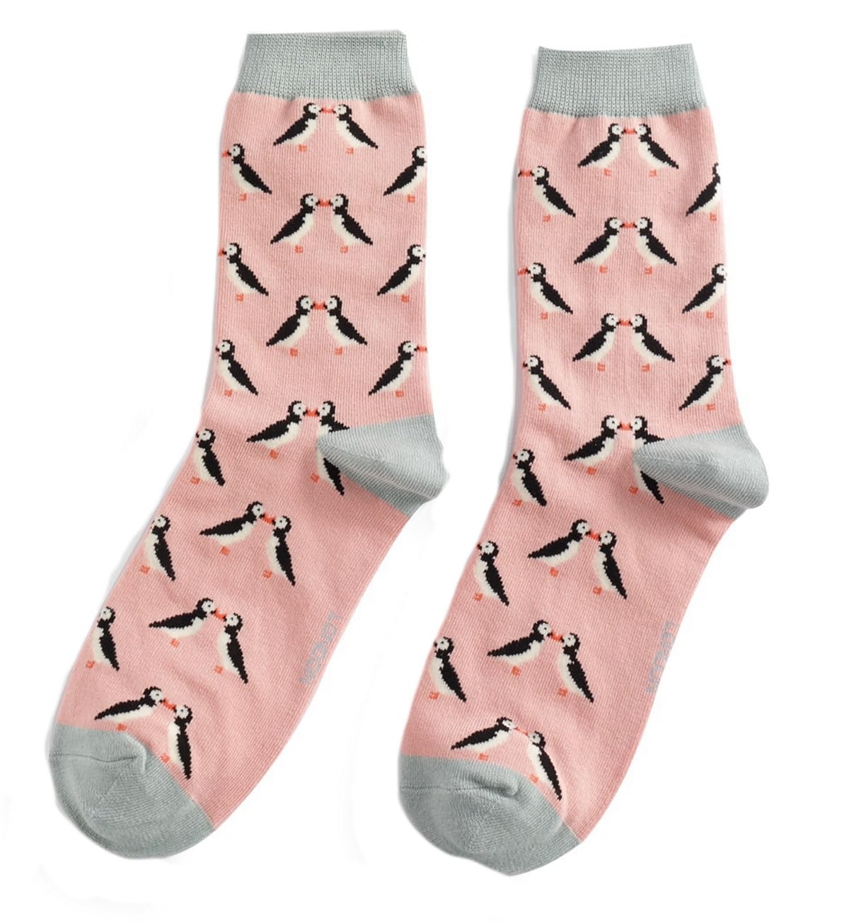 Lilyrosa Women's Pink Puffin Socks 4-7 Puffins Bird Bamboo Socks 1 Pair