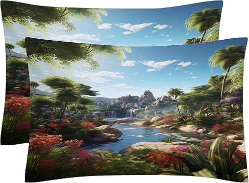 Miniatura 6 de Juego de funda de edredón de microfibra cepillada ultrasuave y no necesita planchado, tamaño individual, juego de ropa de cama de fantasía vegetal