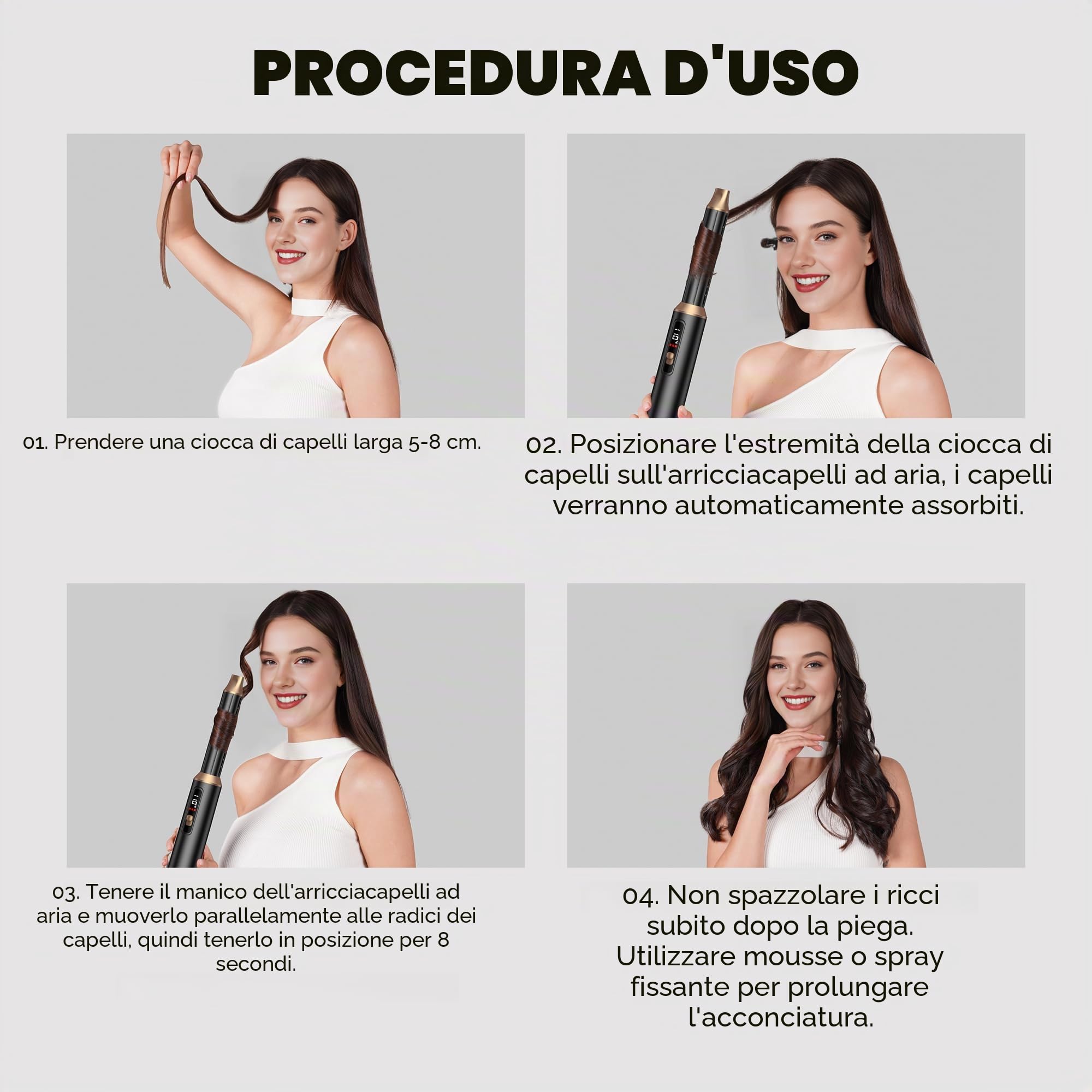 Hairstyler 5 in 1 LCD Asciugacapelli 5 in 1 Airstyler 5 in 1Multifunzione Phon Capelli,Spazzola Asciugacapelli Per Dare Volume Ai Capelli, Lisciare, Ioni Air Curler Brush,Strumenti per Capelli