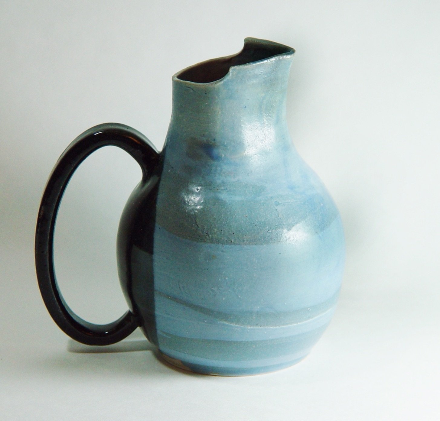 Blue-Gray Pitcher - Multicolor - Porcelain and Stoneware Agateware Mix