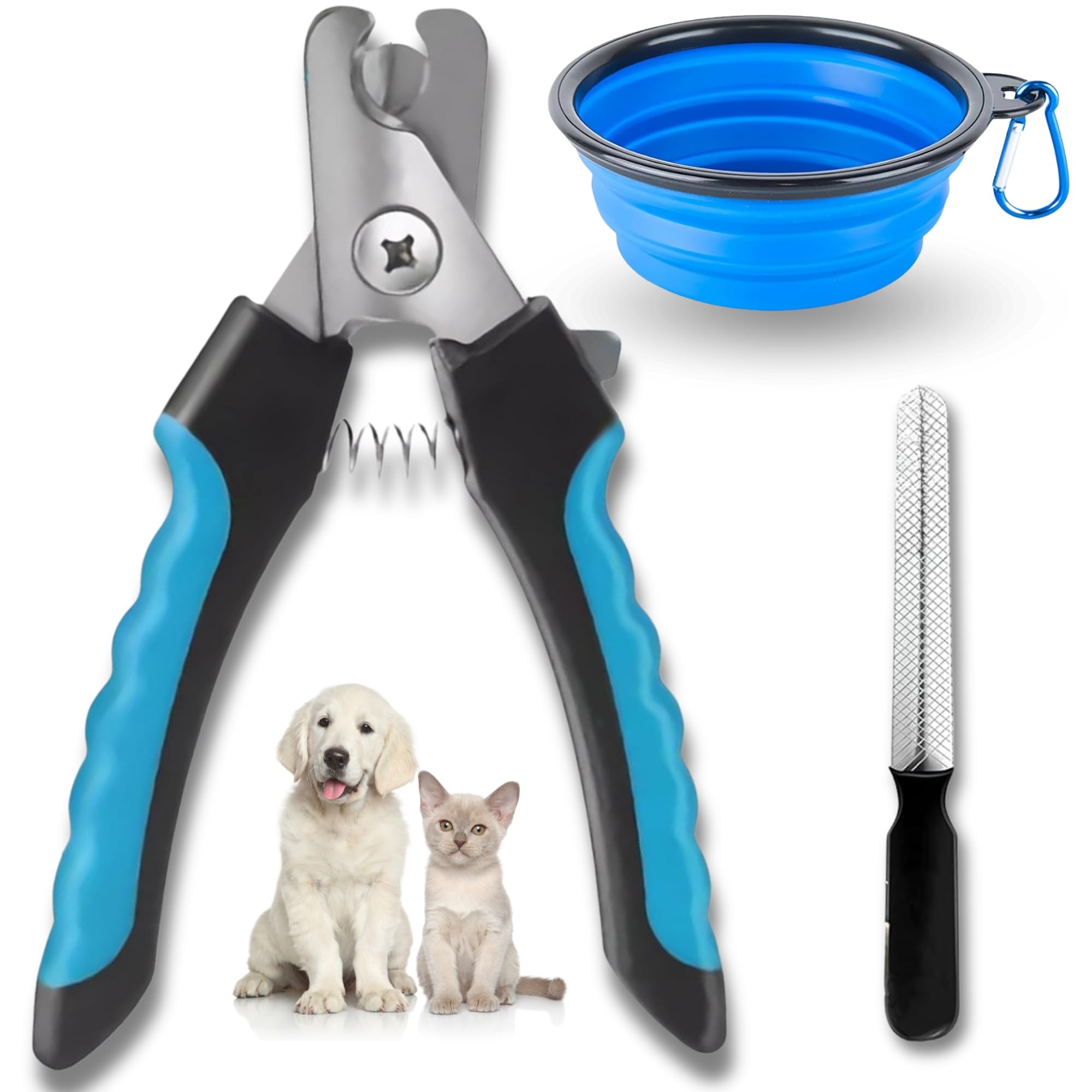 MandA® Cortauñas Gato - Cortauñas Perro pequeño - Corta uñas Perritos - Regalo Lima + Bebedero portatil. Cortauñas para Mascotas. Tijeras uñas Gatos. Cat and Dog Nail Clippers. Mediano-Pequeño 9 cm.