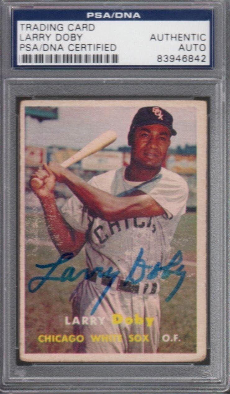 Larry Doby Cleveland Indians 1957 Topps Signed AUTOGRAPH PSA/DNA