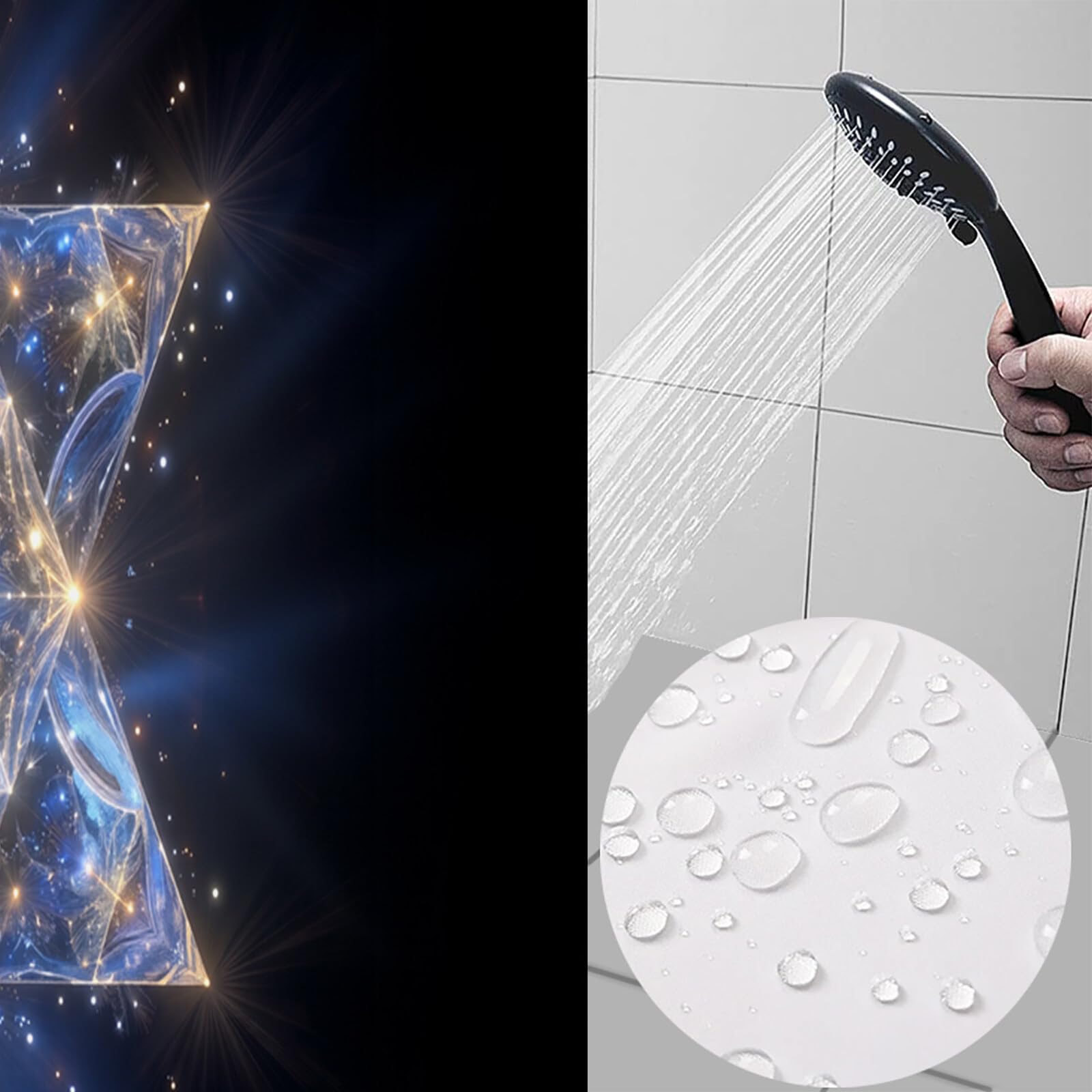 Rideau De Douche Géométrie De L'Hexagramme Abstraction Technologique Tissu Imperméable Lavable avec Crochets Anti Moisissure en Polyester Rideau Douche pour Salle De Bain