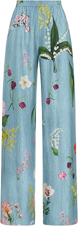 Mixed Botanical Silk Twill Pant