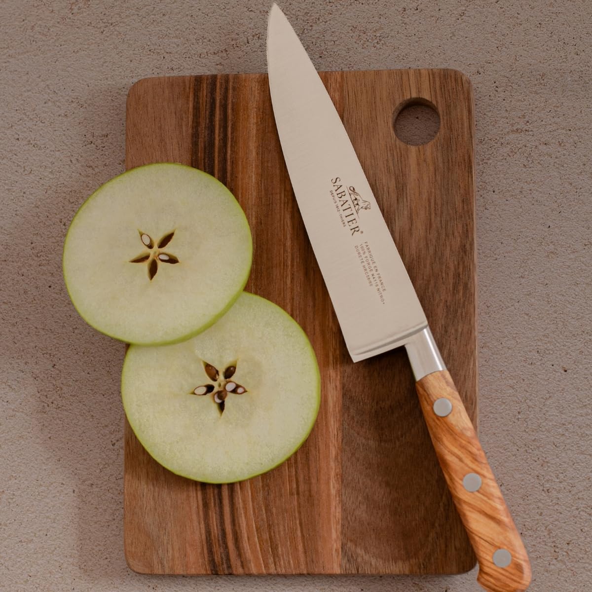 Sabatier - Couteau Chef IDEAL PROVENÇAO 100% Forgé - Fabriqué en France - 20 cm - Lame et Rivets en Inox - Idéal pour Émincer, Trancher et Hacher avec Précision