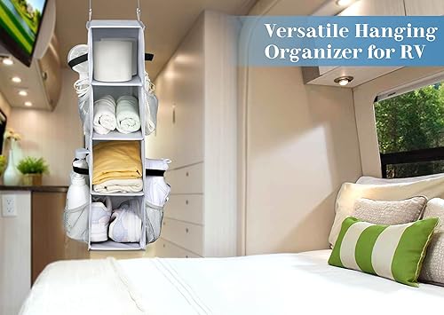 Miniatura 4 de SLEEPING LAMB Organizador de zapatos colgante corto para almacenamiento en armario con bolsillos laterales de malla con capacidad para 8 pares