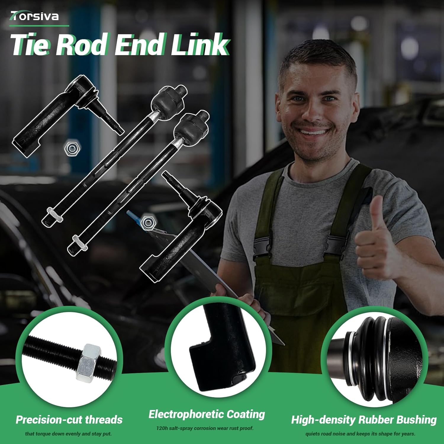 4PCS Front Outer Inner Tie Rod End Link Compatible with Ford 2007 2008 2009 2010 2011 2012 2013 2014 2015 2016 Expedition, 09-2017 F-150, for Lincoln 07-16 Navigator EV800457 ES800514 ES800515