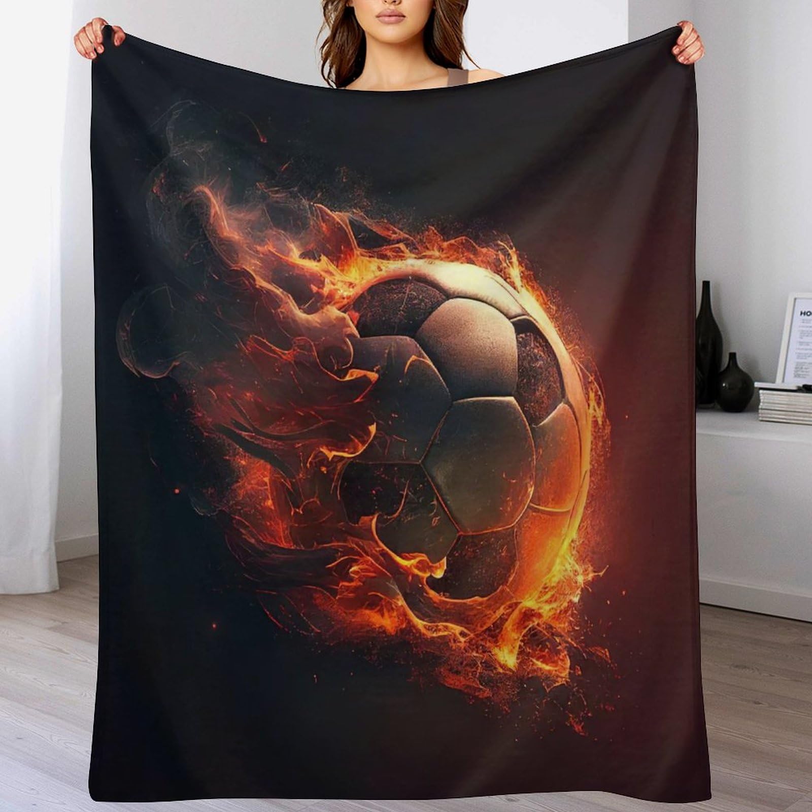 Couverture football plaid polaire séjour canapé douillet 130x150