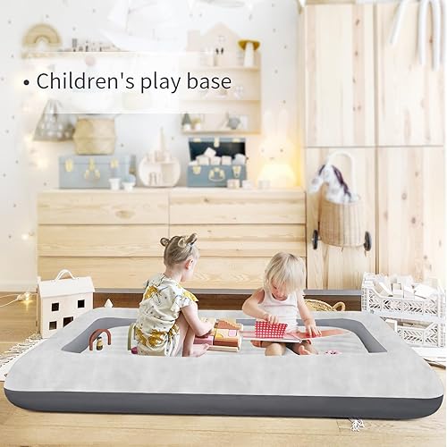 Miniatura 5 de EQURROY Colchón de aire para niños colchón de aire portátil rápido para niños, superficie con felpa suave y cómoda, ideal para sala de estar,