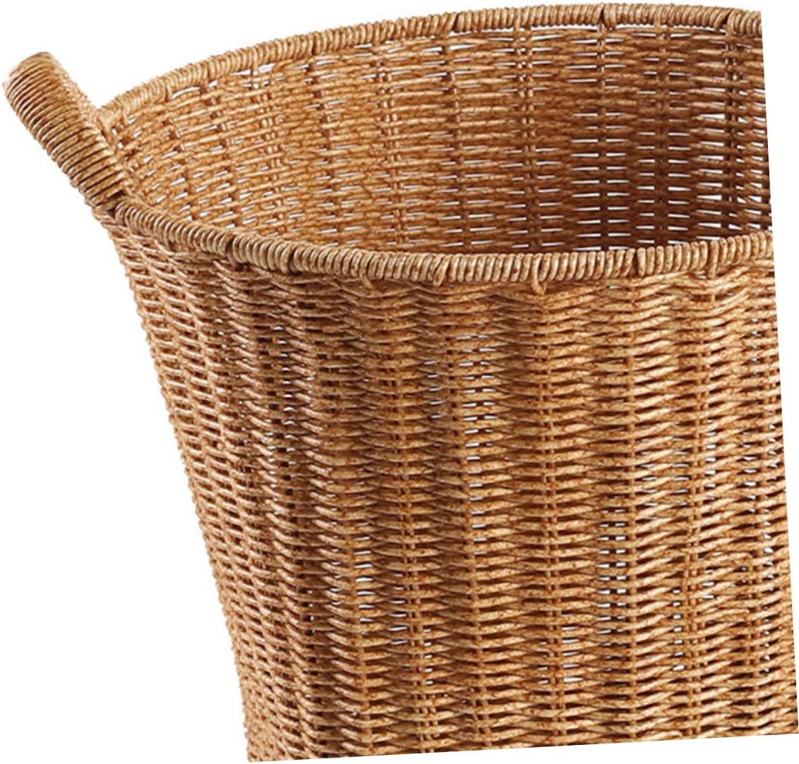 Imitation Rattan Basket with Double Handles Large Empty Wicker Baskets for Storage