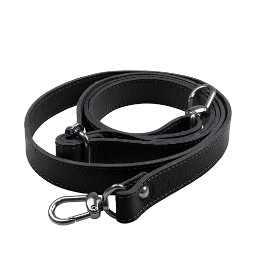 Alça Transversal de Couro Bovino Legítimo Ajustável C/Mosquete Onix P/Bolsa Mariart 1,5cm (Preta)