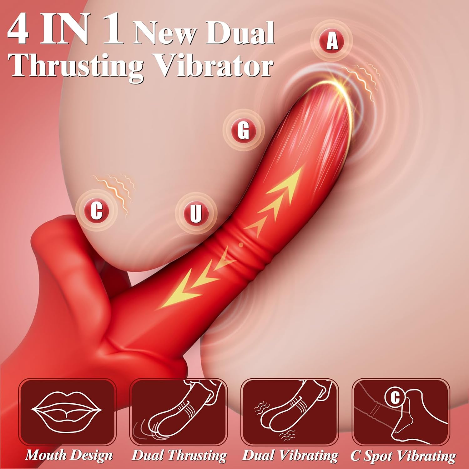 Thrusting Vibrator Sex Toys for Women - Adult Toys G Spot Vibrators with 10 Thrusting 10 Vibrating 10 Clitoral Vibration, Female Nipple Stimulator Double Dildo Rabbit Adult Sex Toys & Games for Couple