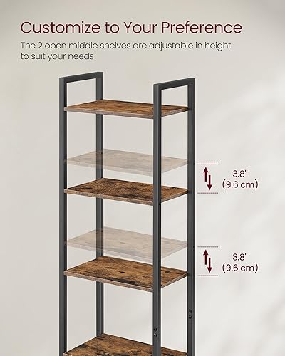 Miniatura 47 de VASAGLE Estantería de 6 niveles, estantería con marco de acero, estante para libros para sala de estar, oficina en casa, estudio, 11.8 x 26 x 73.2