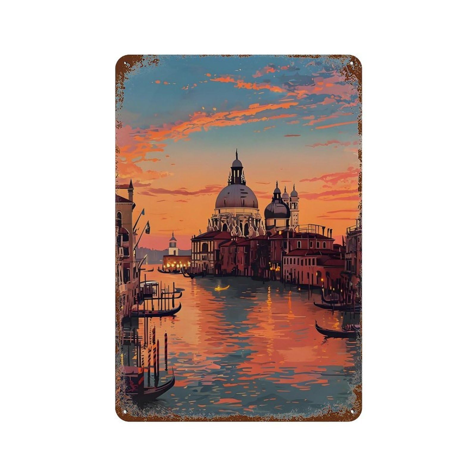 xiaoxiaoshen Vintage Landmark Venice Wall Decor Art Metal Tin Poster Modern Home Decor Art Home Bar Shop Decorations Vintage Sign 30x20cm