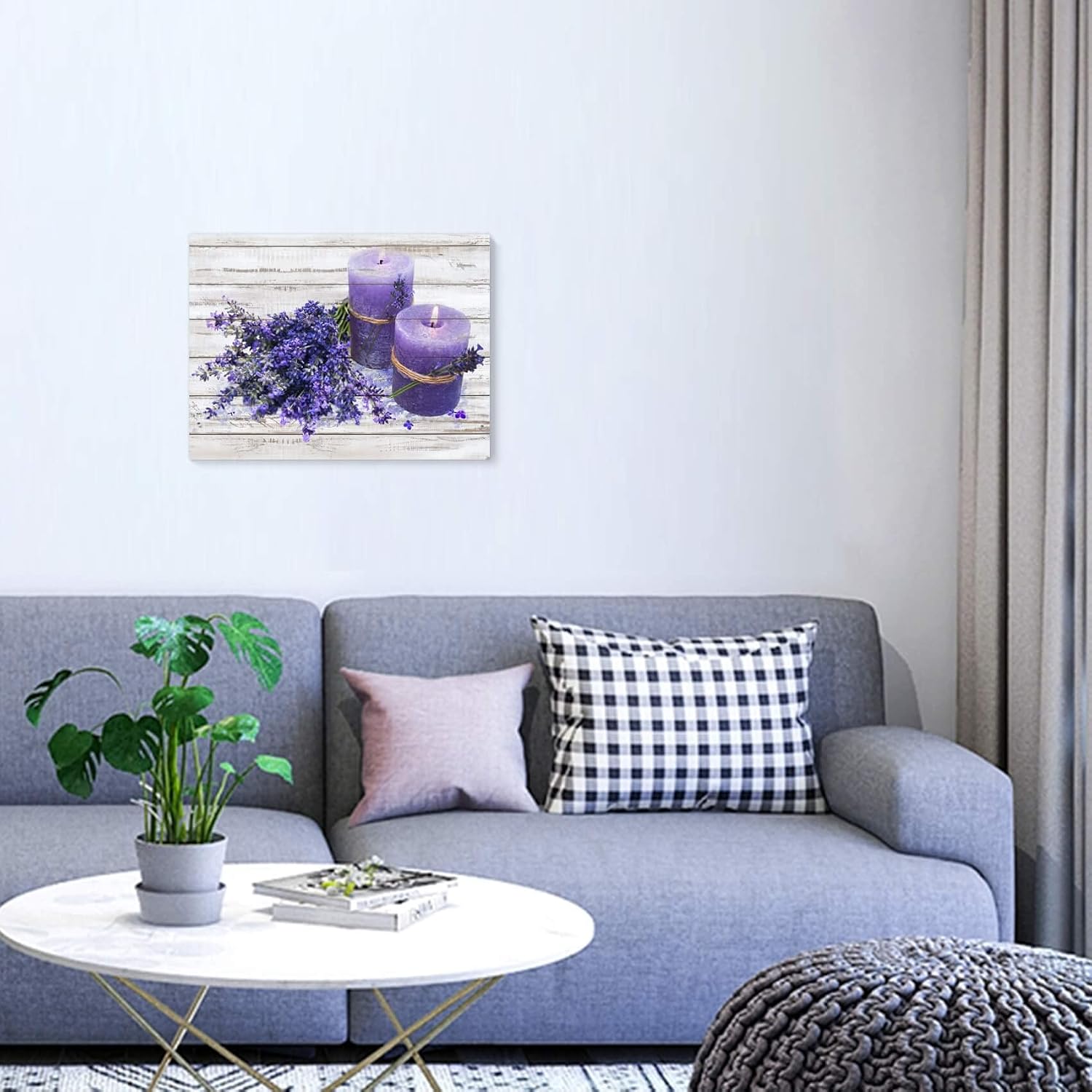 Lavender Canvas Wall Decor for Bathroom Purple Modern Flowers Pictures for Bedroom Wall Art Framed Vintage Wall Decor for Girls Room Kitchen Office Wall Decoration Artwork for Home Walls Size 12x15 image 3