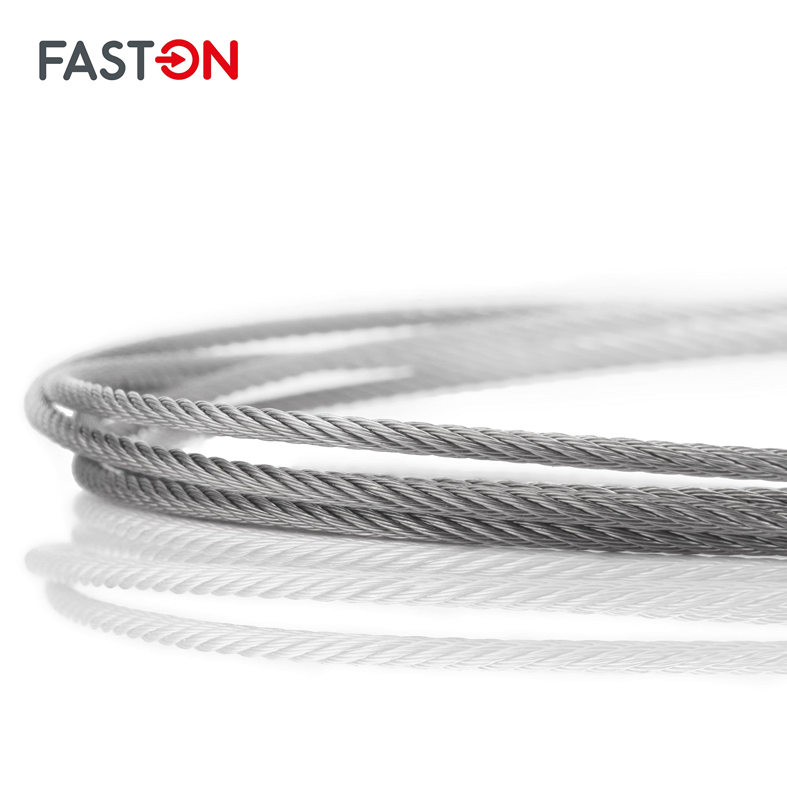 FASTON Drahtseil 6,0 mm 7x7 mittelweich Edelstahl A4 V4A (30 Meter) Drahtseile Edelstahldrahtseile Stahlseil Seil Seilwinde Ösen für Rollen Umlenkrolle Rankhilfe
