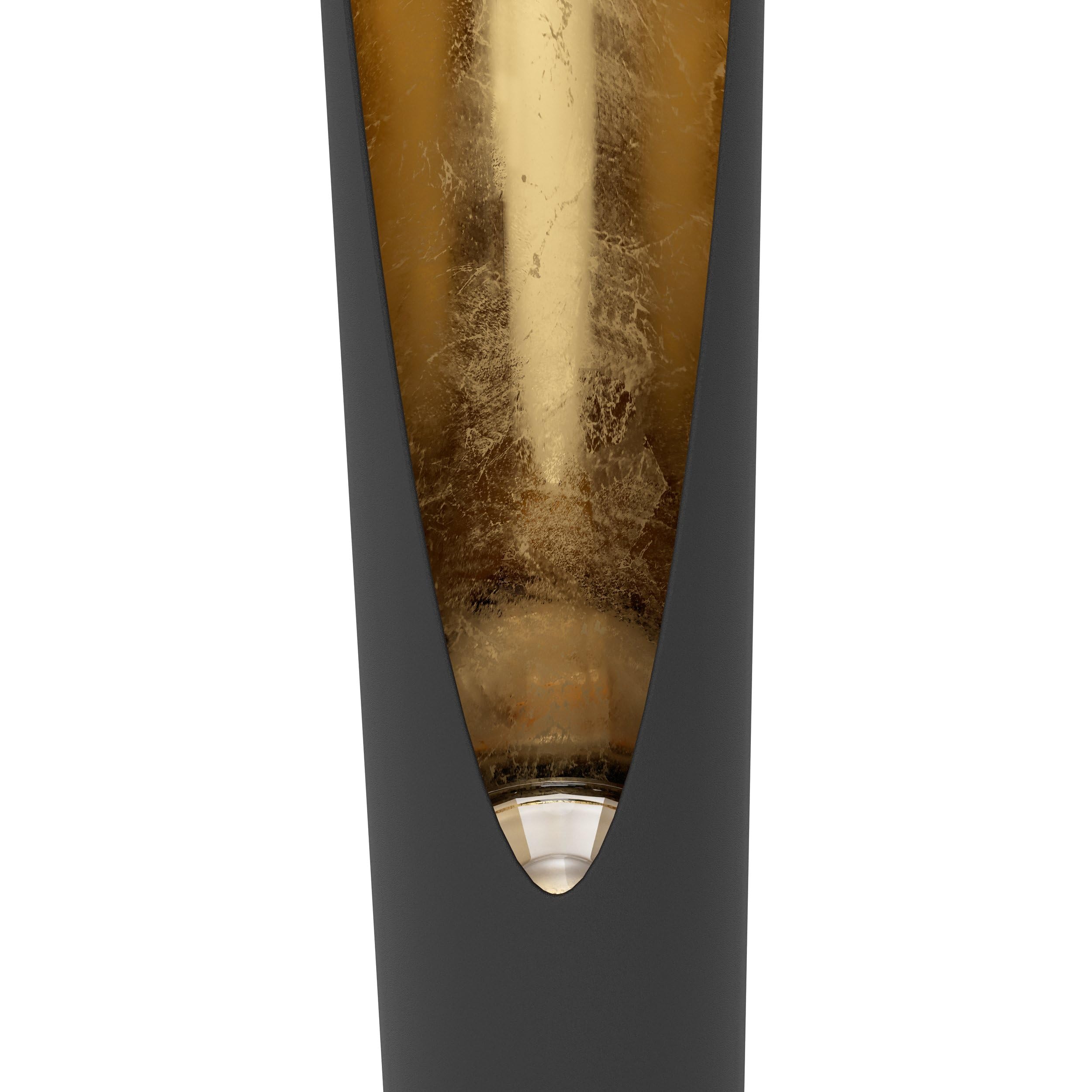EGLO Stehlampe Barbotto, Eck Standleuchte Stablampe | aus Metall in Schwarz und Gold, GU10 Fassung, inkl. Trittschalter