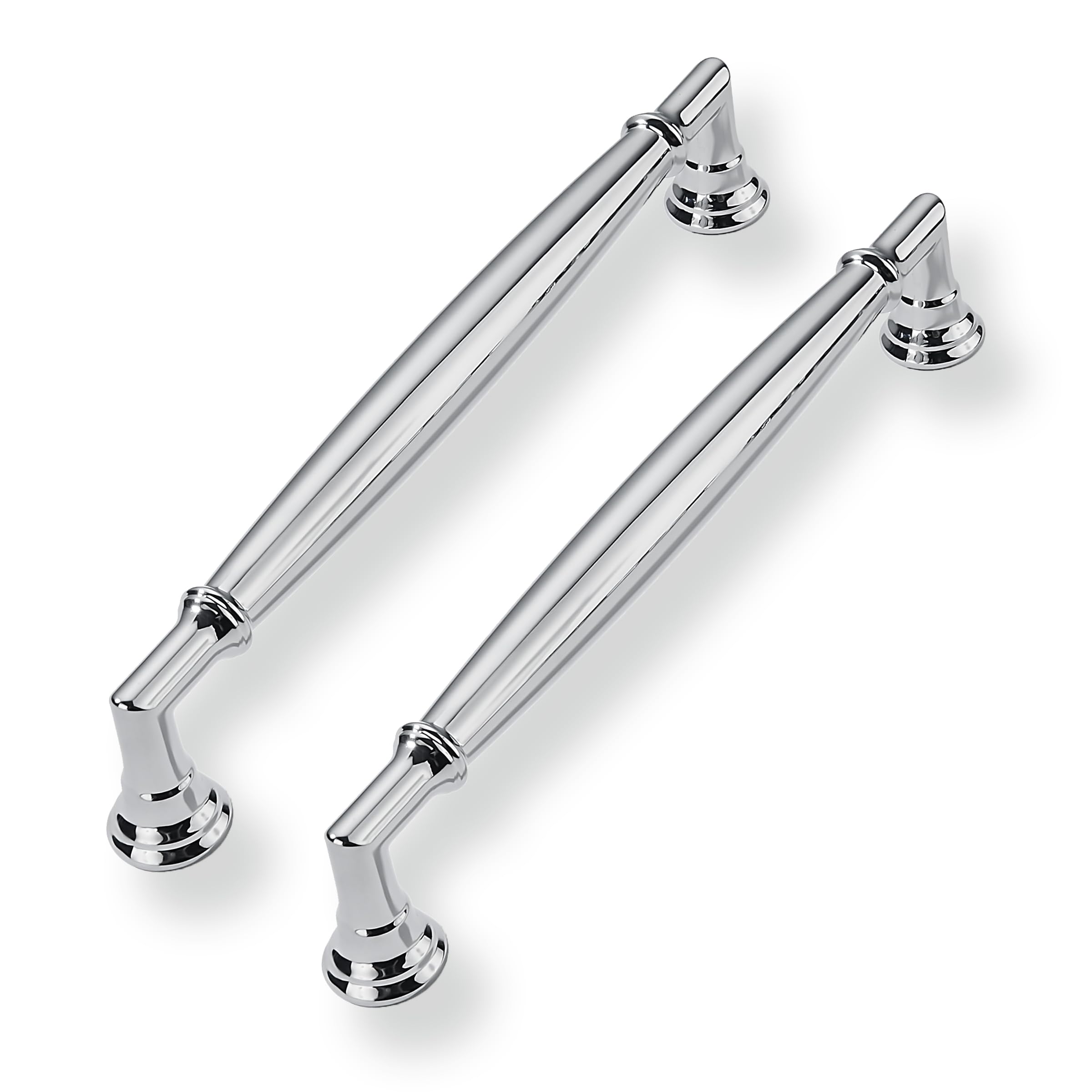 CABDM 10 Pack 6Inch Hole Center Vibrant Polished Chrome Cabinet Pulls Solid Cabinet Handles Solid Hardware Handle for cabinets Dressers Kitchens