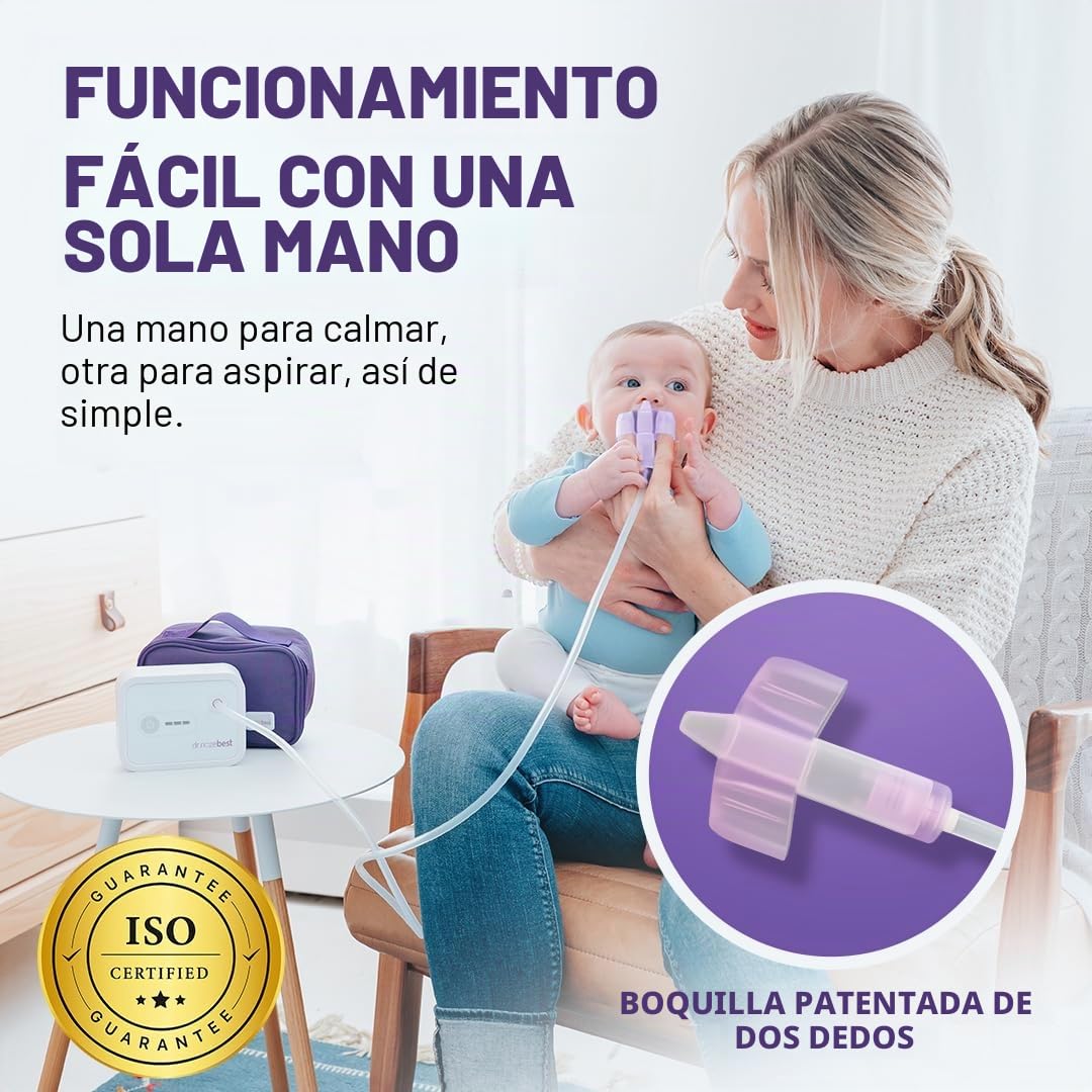 Dr. Noze Best NozeBot - Aspirador nasal eléctrico para bebé | Aspirador nasal recargable diseñado por ORL pediátrico para la eliminación suave del moco nasal en bebés y niños pequeños