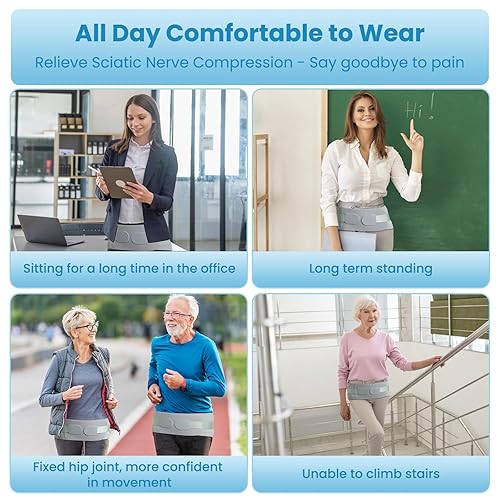 Miniatura 5 de Cinturón sacroilíaco para mujeres y hombres, soporte de cadera para aliviar el dolor de articulaciones SI, espalda baja y soporte de ciática,