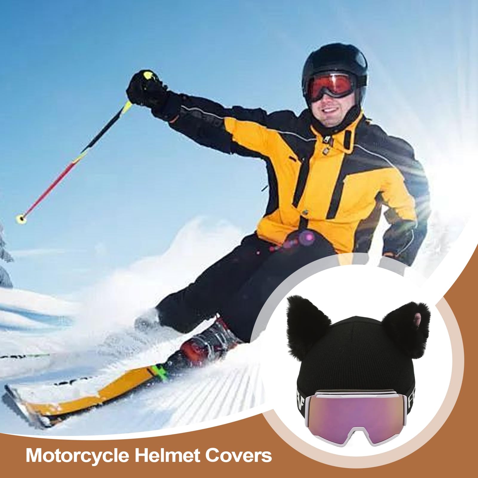 Fundá para Casco con Orejas De Gato: Gorro De Esquí De Felpa, Accesorio De Esquí Suave, Diversión En La Nieve