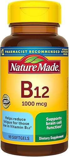 Nature Made Vitamina B12 1000 mcg, Suplemento dietético para el metabolismo energético - 90 cápsulas blandas,