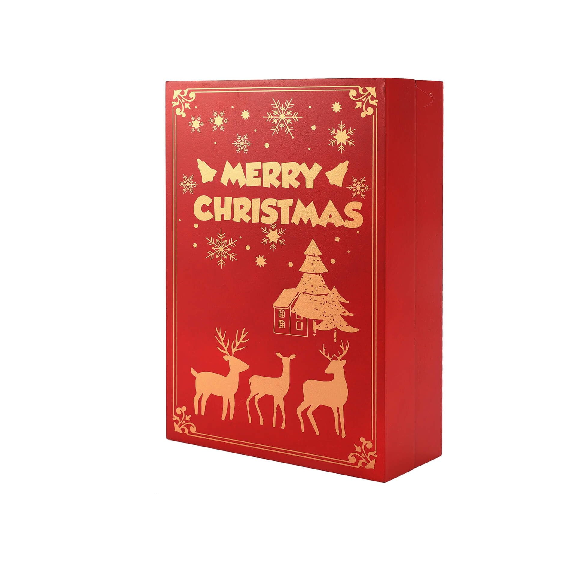 Rebecca Mobili Befüllbarer Adventskalender mit Schubladen und Lichtern, Holz, Rot, Wiederverwendbar, Weihnachtsgeschenkideen - Abmessungen HxBxT: 31 x 42 x 4,5 cm - Art. RE6891