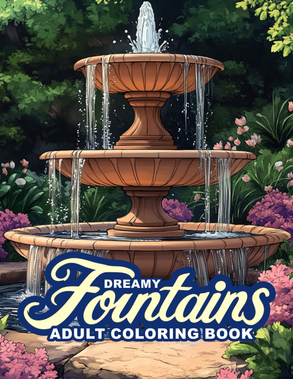 Dreamy Fountains: An Elegant Escape into Ornamental Waterscapes — A Relaxing Adult Coloring Book