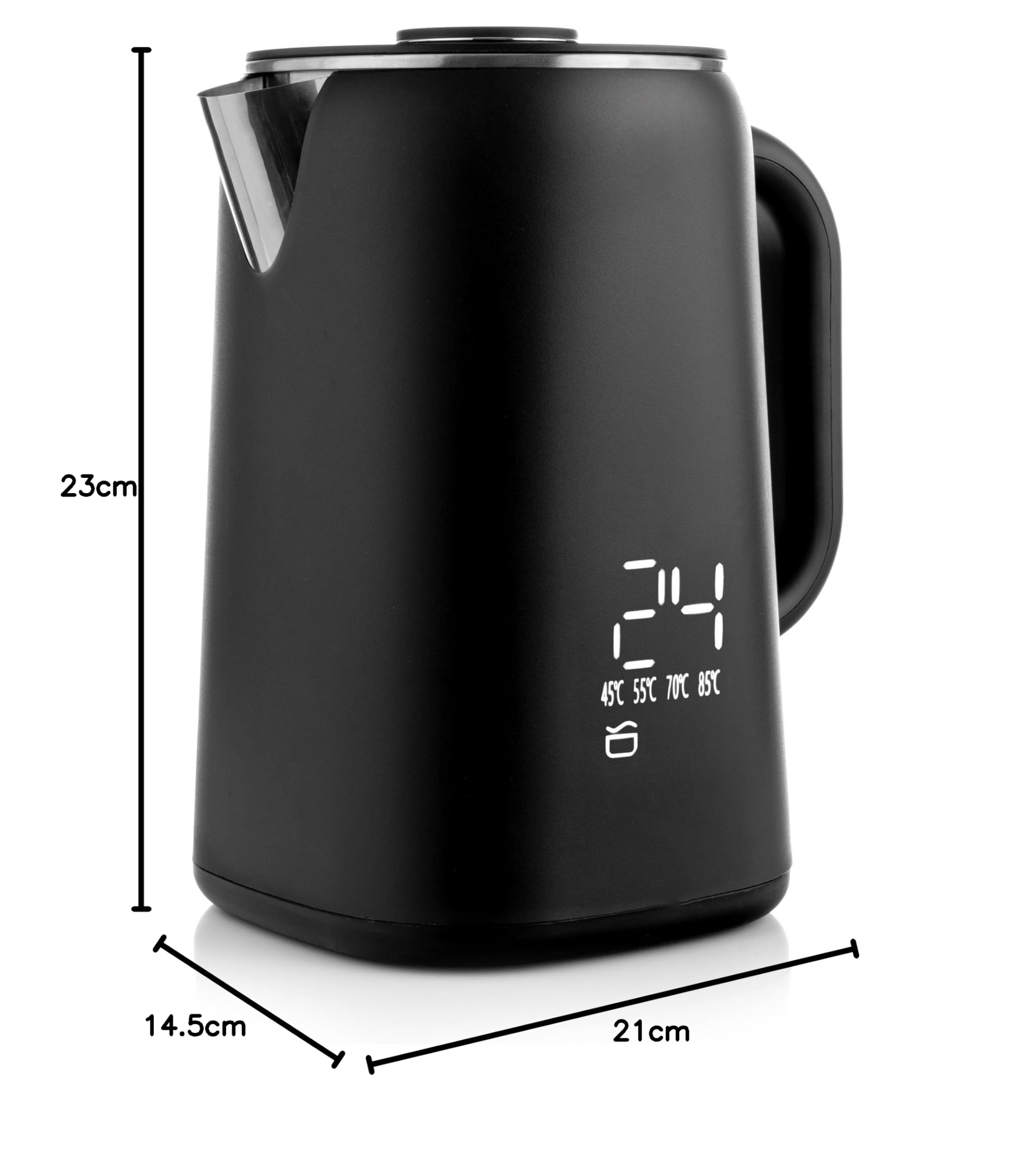 Lehmann Czajnik ze stali nierdzewnej z utrzymaniem temperatury 1,7 l, sterowanie 45-100℃, termostat i wyświetlacz dotykowy, anty-odciski palców