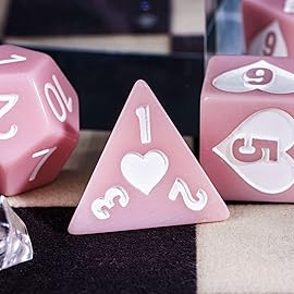 HDdais 8 Piece Pink DND Dice Set, Heart Resin Polyhedral Dice Set Extra D12 for D&D Role Playing Game and Other Tabletop Games