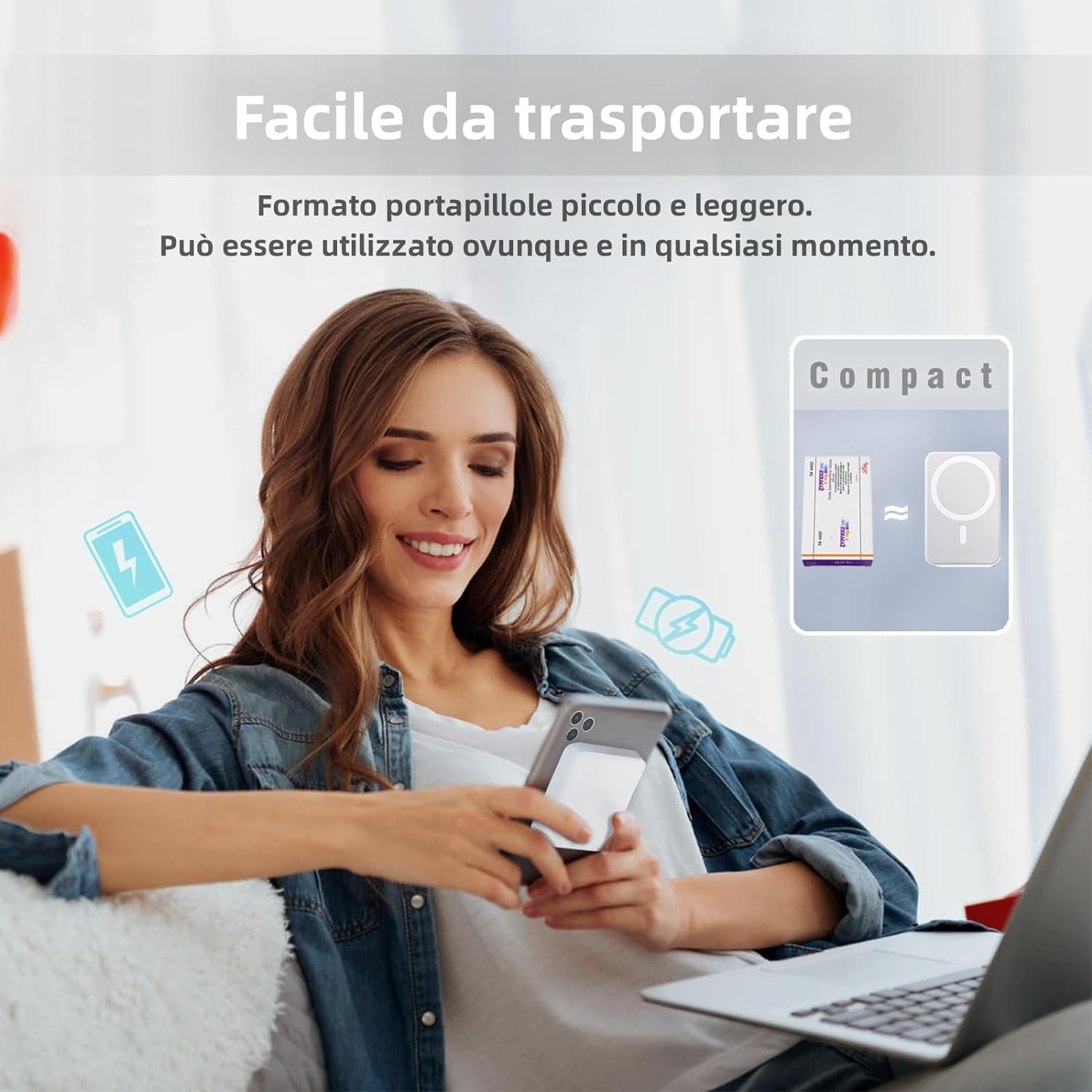 Anker 621 Magnetic Power Bank Magsafe(MagGo), Magnetico da 5000 mAh con Cavo USB-C, Compatibile Solo con iPhone 17 Pro Max/Serie 16-12(bianco