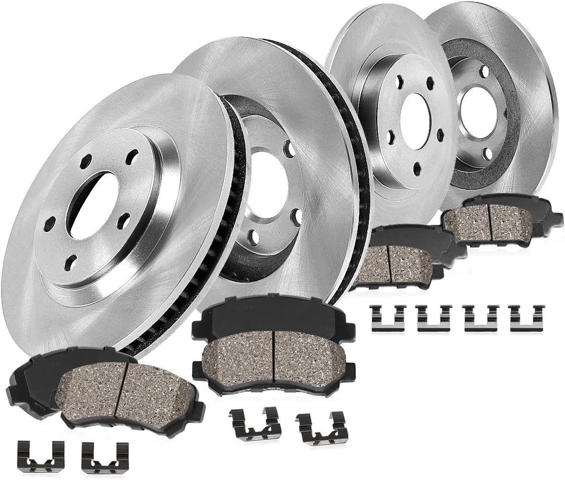 Callahan BRAKE PARTS Brake Kit for 2012-2017 Hyundai Accent Kia Rio (LX/EX) 10.08" inch Front & 10.32" inch Rear Disc Brake Rotors Ceramic Brakes Pads 2013 2014 2015 2016 Replacement