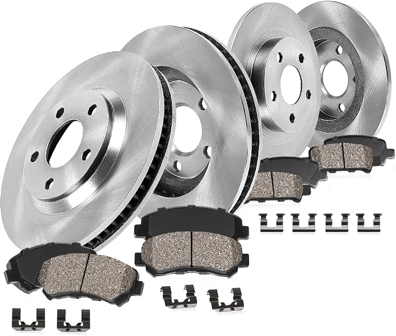 Callahan Brake Parts Front and Rear Brake Kit For Chrysler Aspen 2007-09 |Dodge Durango 2007-09 |Ram 1500 2006-10 |Ram 1500 2011-18 - Disc Rotors with Ceramic Brake Pads + Hardware, EBYK018754