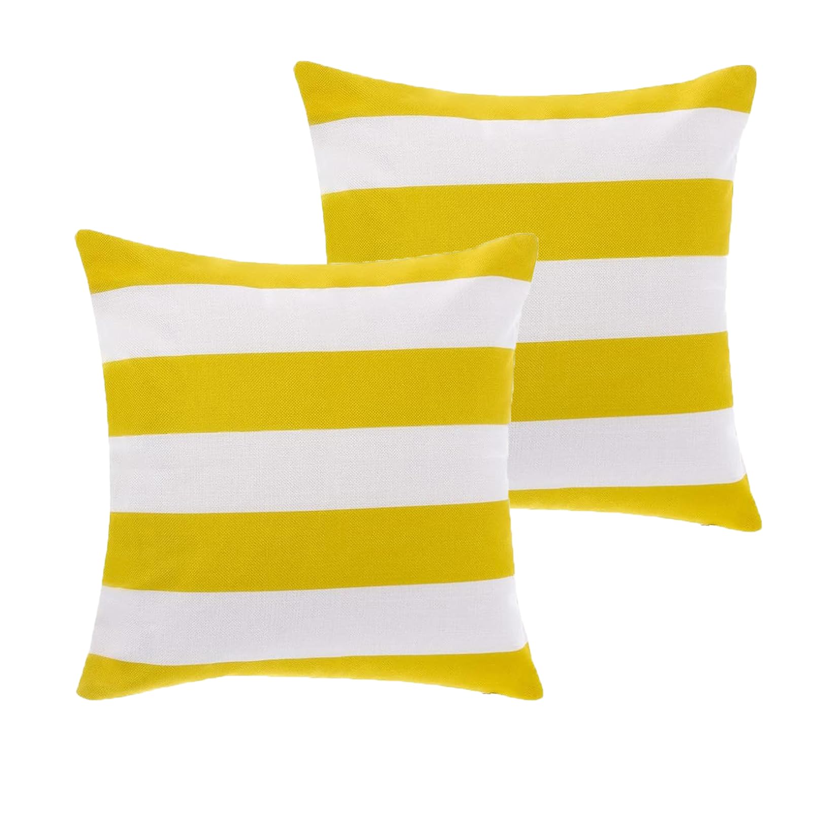 tiggell 2 Pack Waterproof Pillow Covers Outdoor Throw Pillowcases Decorative Garden Cushion Case for Home Garden Patio Couch Balcony Striped (Yellow &