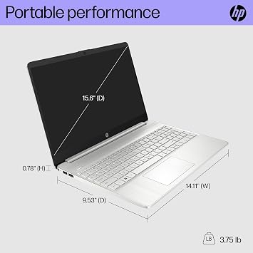 HP 15 inch Laptop, HD Display, AMD Ryzen 5 5500U, 8 GB RAM, 256 GB SSD, AMD Radeon Graphics, Windows 11 Home, 15-ef2099nr (2023)