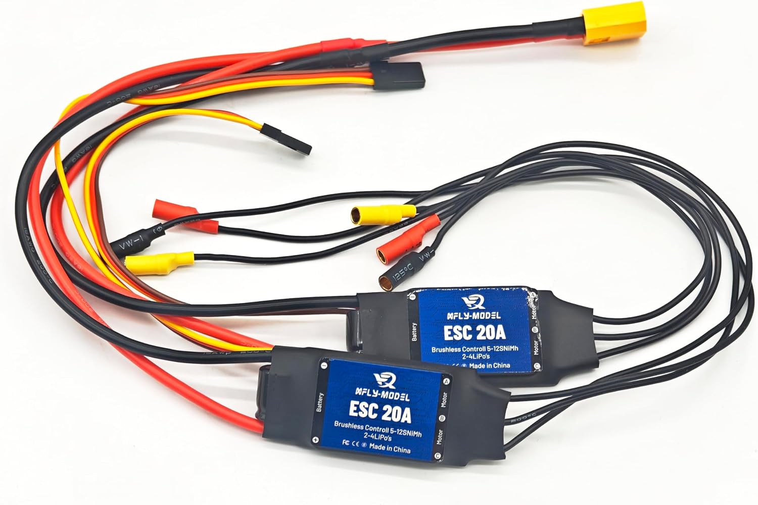 Dual 20A ESC Brushless Electric Speed Controller with XT-60 Plug for RC Airplanes