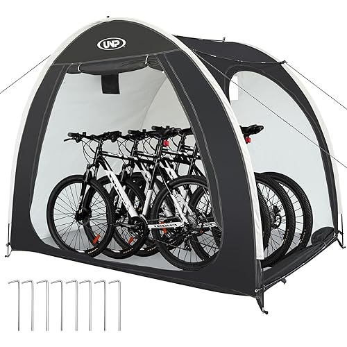 UNP Bike Storage Shed Tent, Portable Outdoor Bike Storage Tent with 210D Oxford Thick PU4000 Waterproof for 1/2/3/4 Bikes, Bike Covers Storage Shed Tent for Bicycles, Lawn Mower, Garden Tools