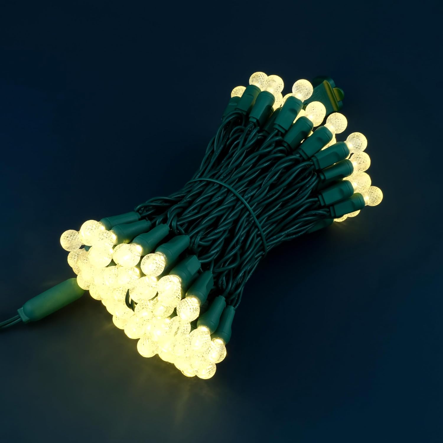 100 Warm White Raspberry One-Piece LED Christmas Lights, 33 ft Green Cord High Waterproof UL Certified G12 Outdoor String Lights (Warm White)