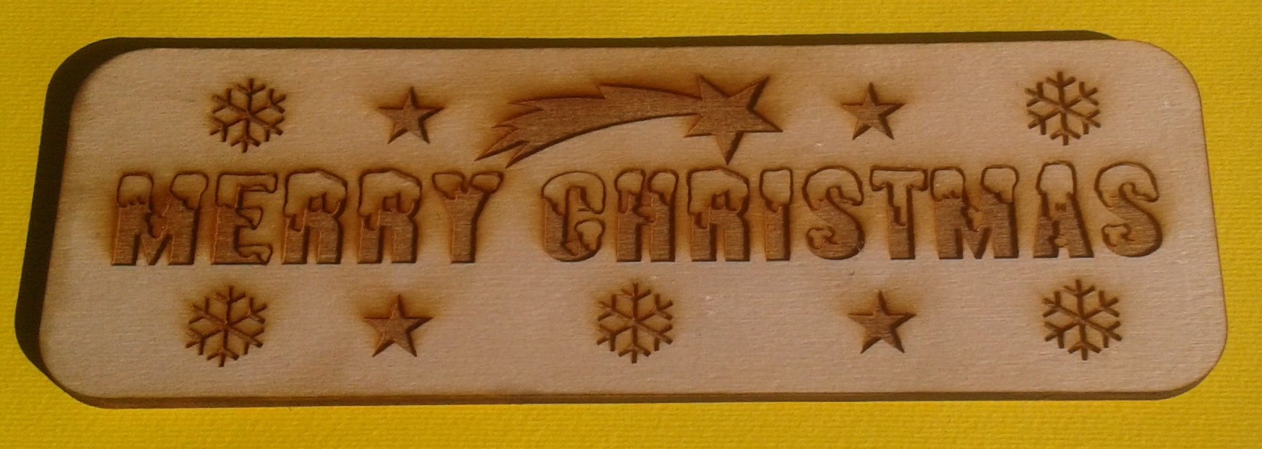 TEATSHOP 'Merry Christmas Wooden Plaque, Engraving and Laser Cut, Made in Italy, CM 18 x 6
