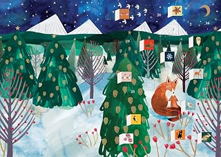 Roger la Borde Fox Cub's First Christmas Advent Calendar Card With White Envelope