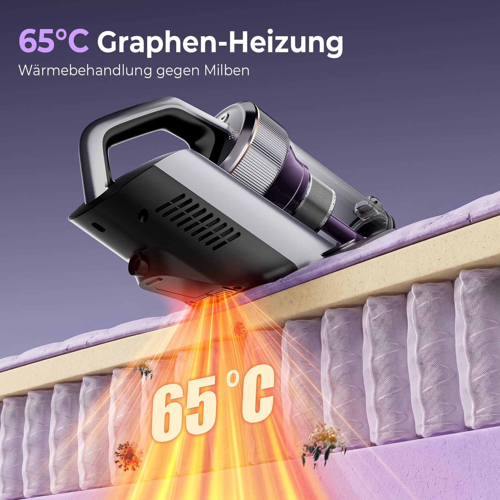 Jimmy BX8 Pro Milbensauger 600W 17kPa UV-C Desinfektion 65°C Graphen-Heiztechnologie Echtzeit-Display