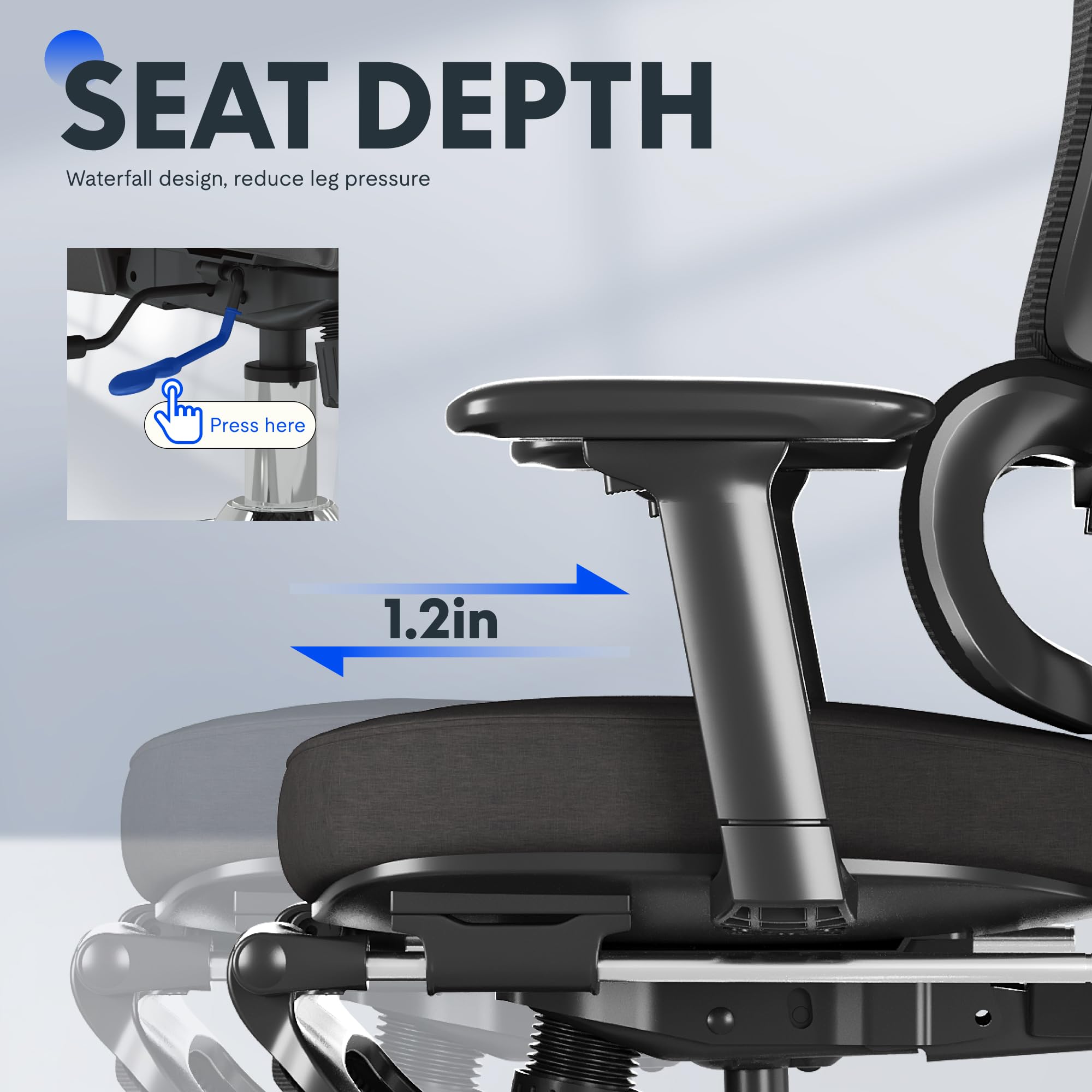 FLEXISPOT ErgoX Premium Ergonomic Office Chair with Footrest- Adjustable 3D Armrests, Dynamic Lumbar Support, Recline & Tilt Function, Mesh Seat, for Home & Office Use,Foam Black