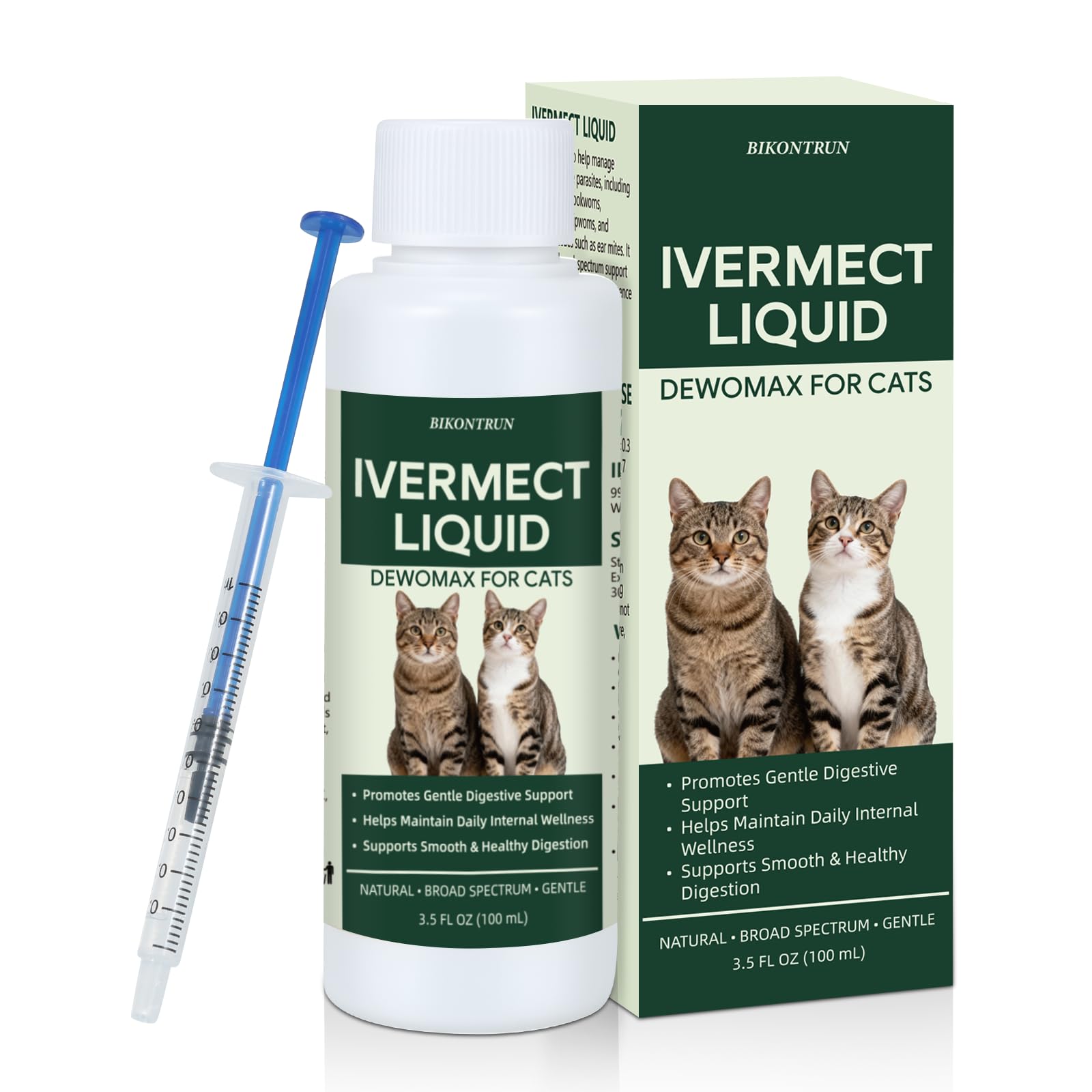 lvermect for Cat, Dewomax Liquid Digestive Support for Kittens & Adult Cats, Broad-Spectrum Gut Balance Formula for Internal Comfort, Gentle Daily Wellness & Healthy Digestion - 3.5 fl oz
