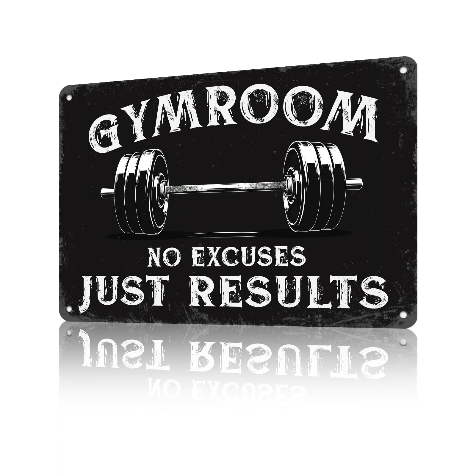 peiyeety Gym Room Garage Metal Tin Sign Workout Posters for Home Gym Motivational Gym Posters Gym Room No Excuses Just Results Signs Gym Metal Posters 8x12inch