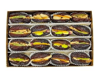 Sweet Saffron Medjool Dates Dried Dates Box - Stuffed Dates with Walnut, Pistachio, and Cashew Elegant and Refined Packaging