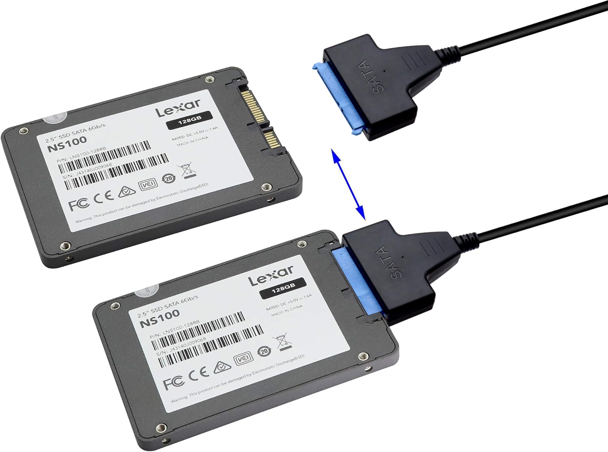 Wooshop Adattatore SATA USB 3.0, Adattatore USB 3.0 a SATA Convertitore e Cavo Esterno USB 3.0 a SATA per HDD SSD 2.5 Supporto UASP SATA III Supporta Windows XP/Vista/ 7/8/ 10 e