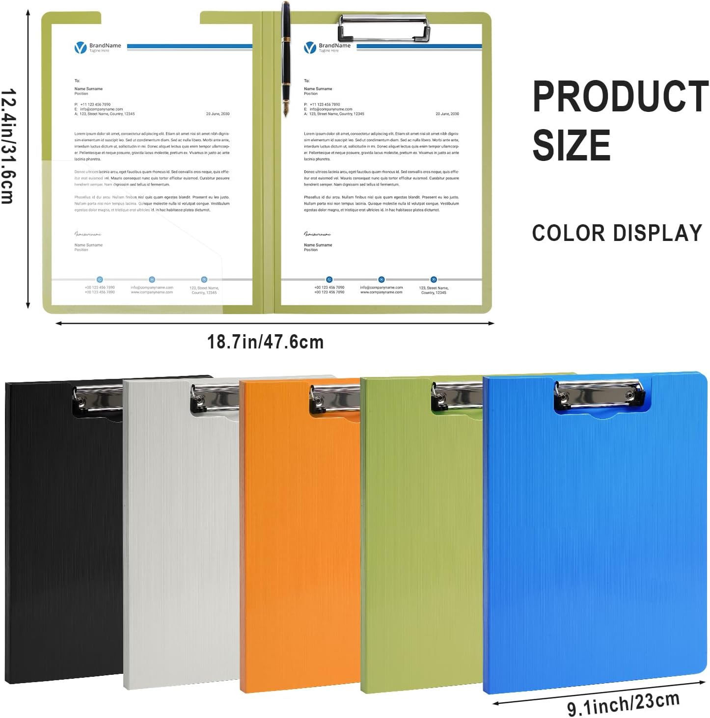 Foldable Clipboard, 5 Pack A4 Clipboard Folder with Pocket, File Cover Office Folder Clipboards, 360 Degree Foldable Binder Clipboards for Office, School or Medical Field, Green