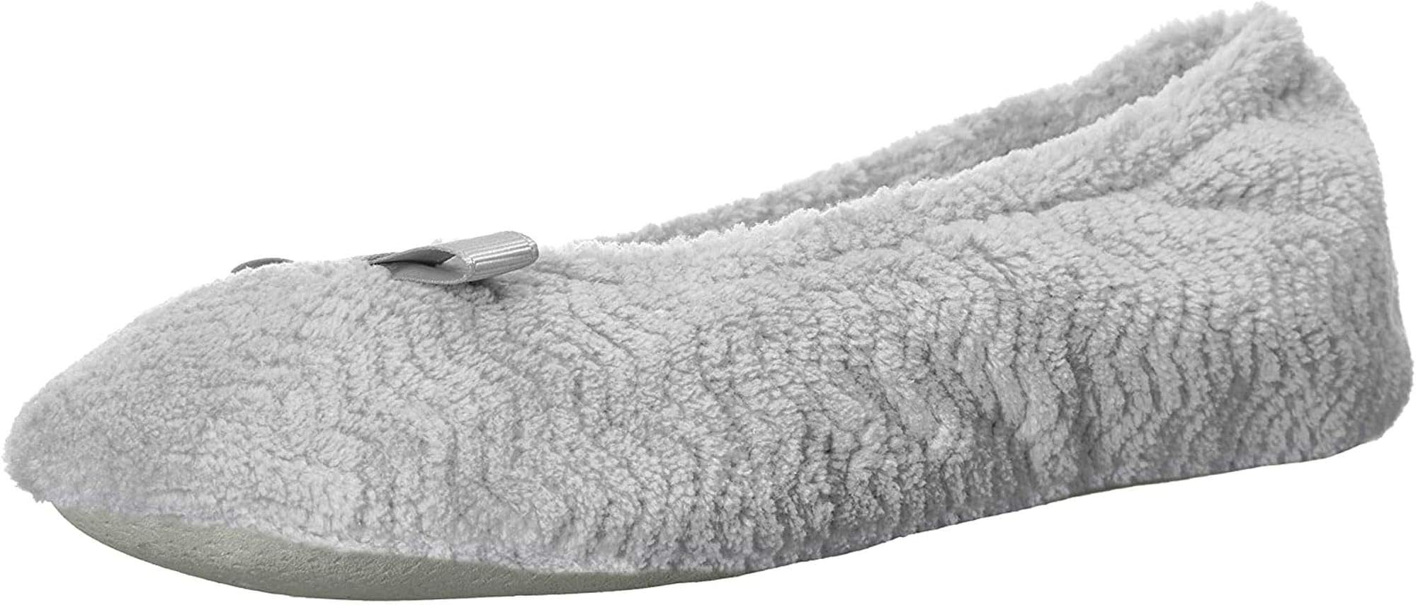 isotoner Women's Chevron Microterry Ballerina House Slipper with Moisture Wicking and Suede Sole for Comfort